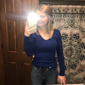 Royal blue long sleeve V-neck